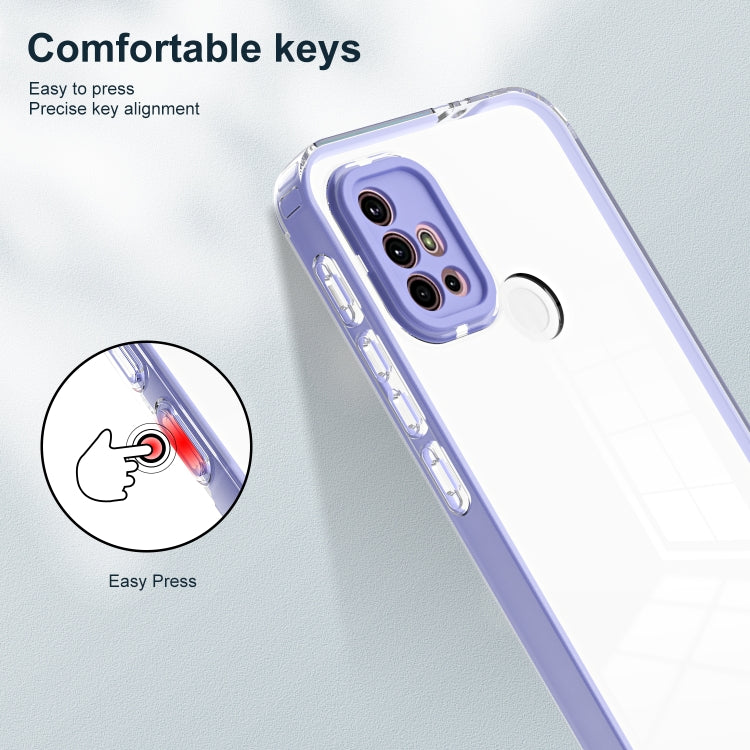 For Motorola Moto G30 3 in 1 Clear TPU Color PC Frame Phone Case