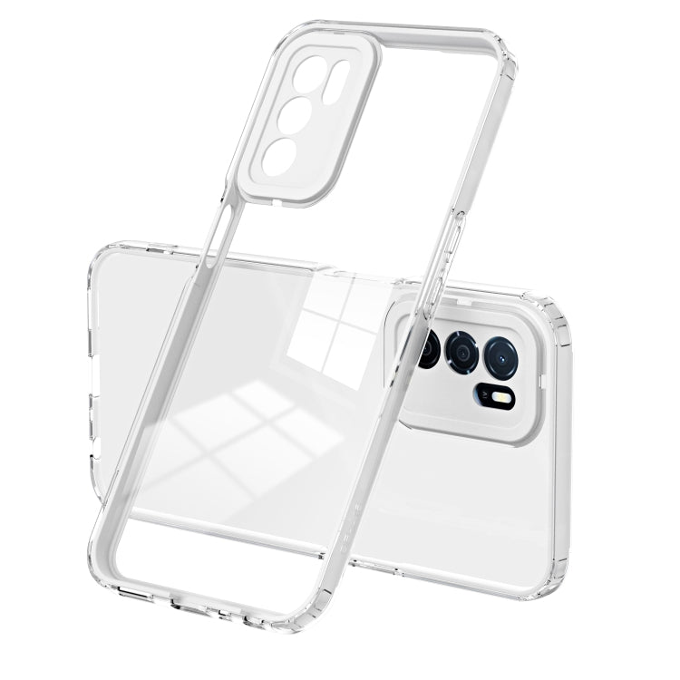 For OPPO A16 / A16s 3 in 1 Clear TPU Color PC Frame Phone Case