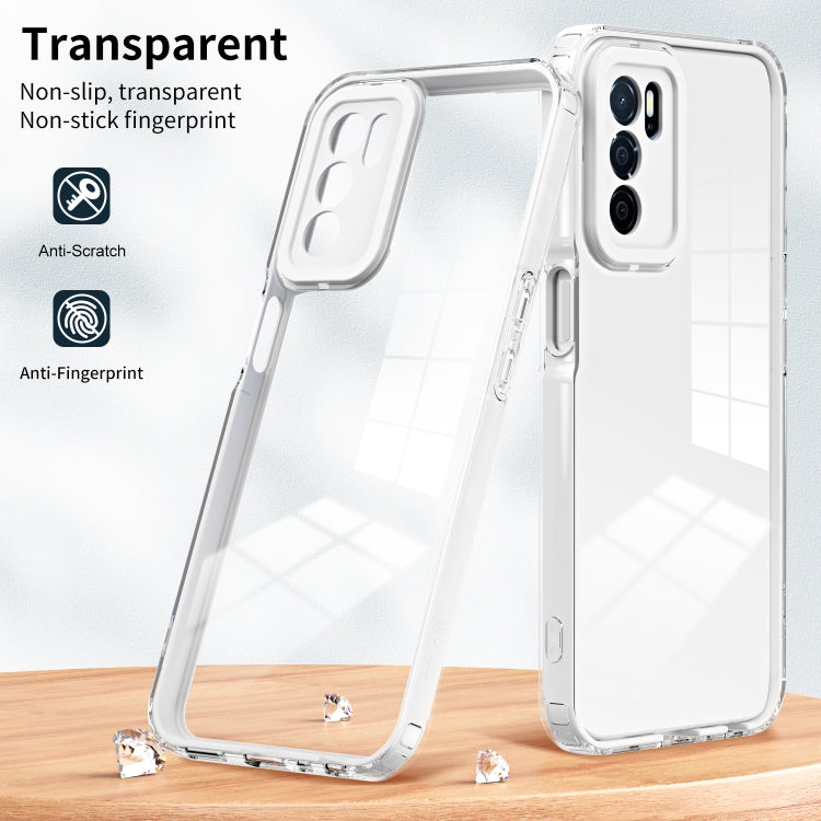 For OPPO A16 / A16s 3 in 1 Clear TPU Color PC Frame Phone Case