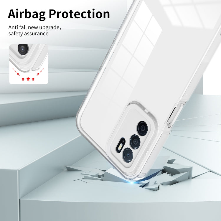 For OPPO A16 / A16s 3 in 1 Clear TPU Color PC Frame Phone Case