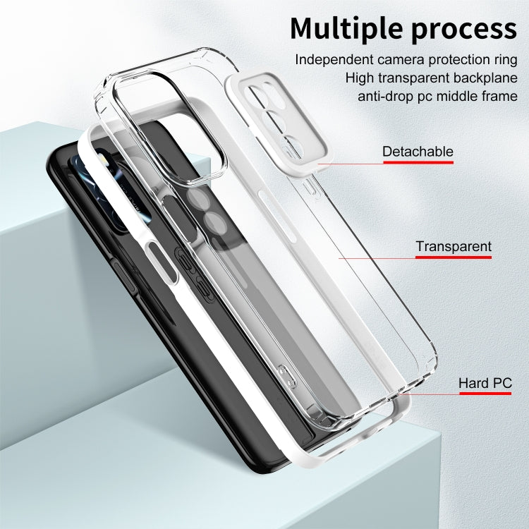 For OPPO A16 / A16s 3 in 1 Clear TPU Color PC Frame Phone Case