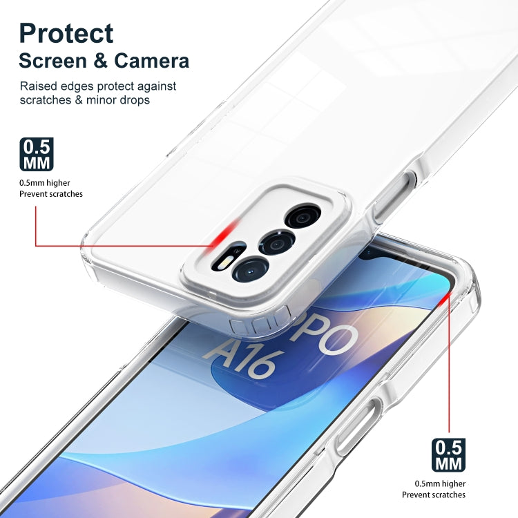 For OPPO A16 / A16s 3 in 1 Clear TPU Color PC Frame Phone Case