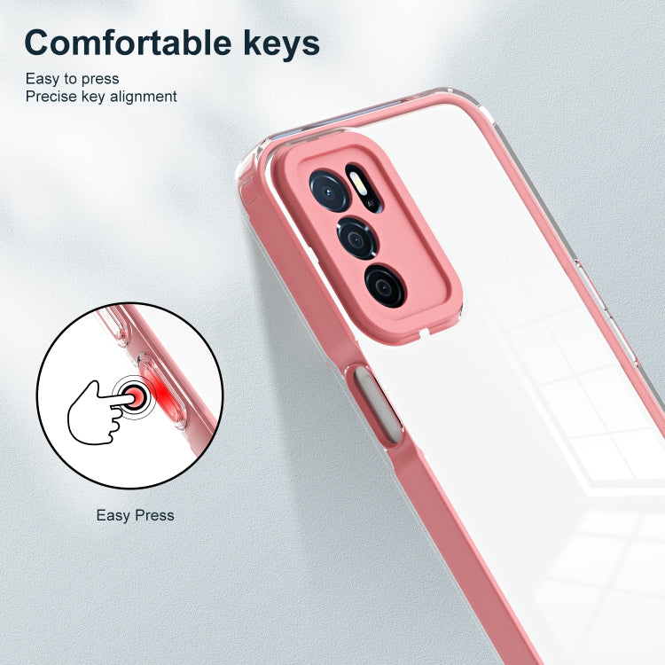 For OPPO A16 / A16s 3 in 1 Clear TPU Color PC Frame Phone Case