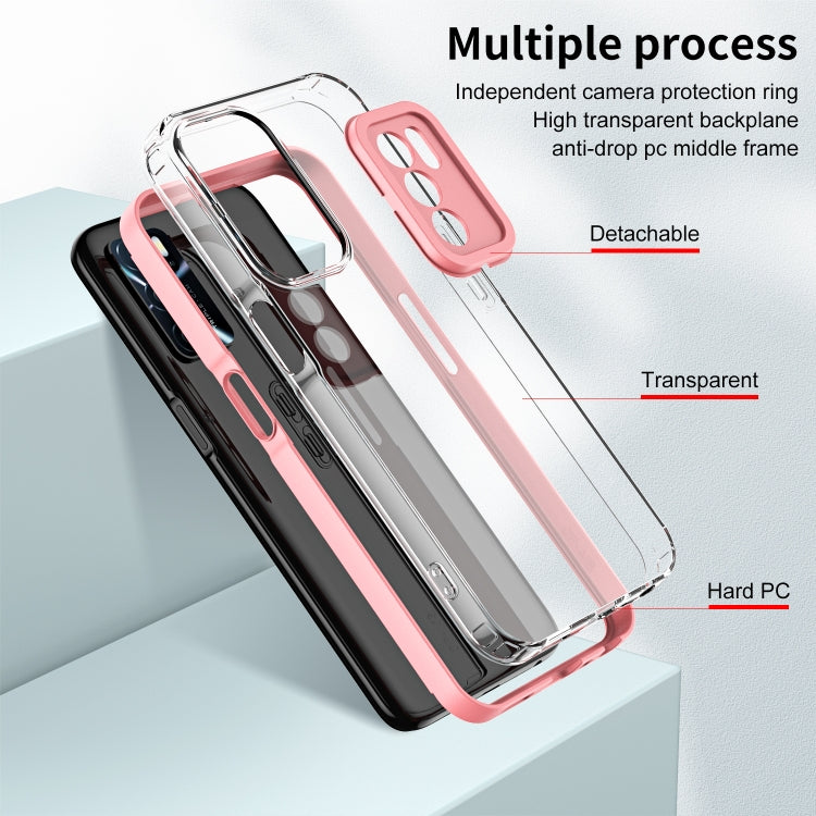 For OPPO A16 / A16s 3 in 1 Clear TPU Color PC Frame Phone Case