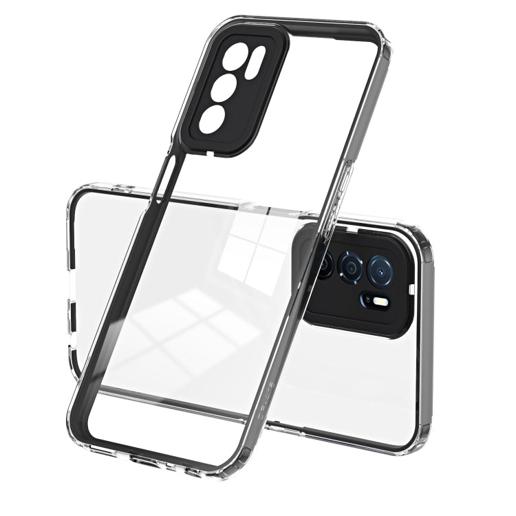 For OPPO A16 / A16s 3 in 1 Clear TPU Color PC Frame Phone Case