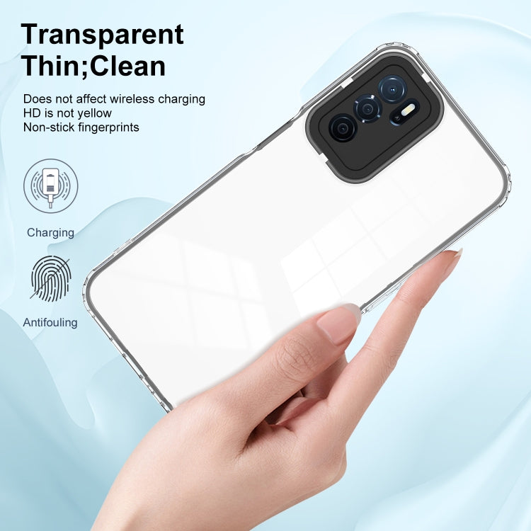 For OPPO A16 / A16s 3 in 1 Clear TPU Color PC Frame Phone Case