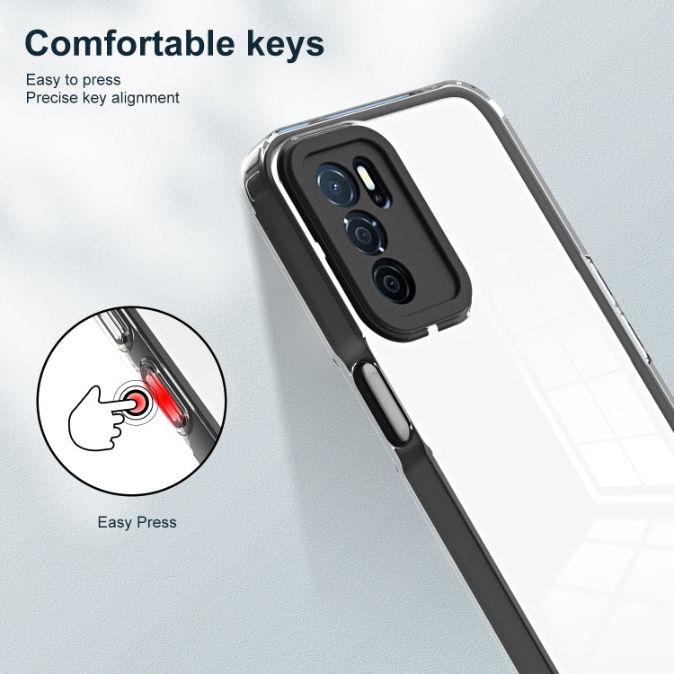 For OPPO A16 / A16s 3 in 1 Clear TPU Color PC Frame Phone Case