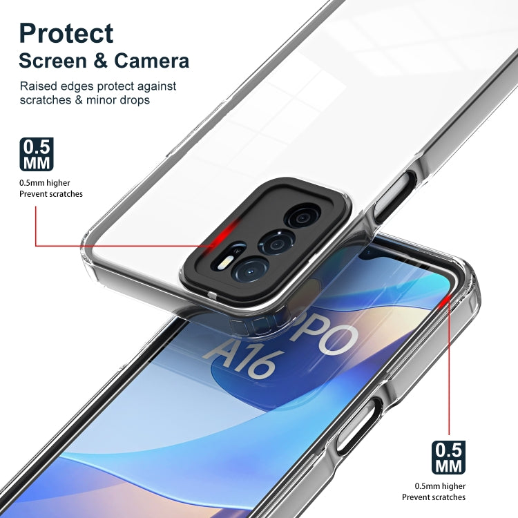 For OPPO A16 / A16s 3 in 1 Clear TPU Color PC Frame Phone Case