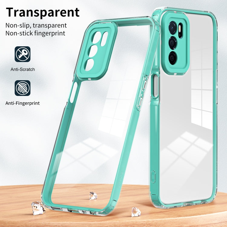 For OPPO A16 / A16s 3 in 1 Clear TPU Color PC Frame Phone Case