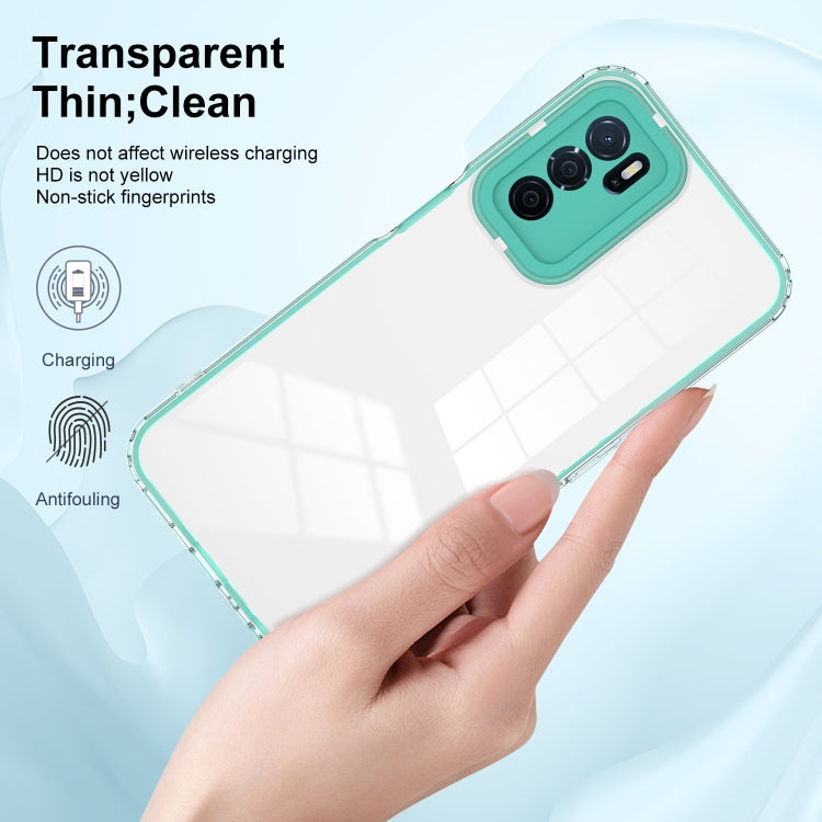 For OPPO A16 / A16s 3 in 1 Clear TPU Color PC Frame Phone Case