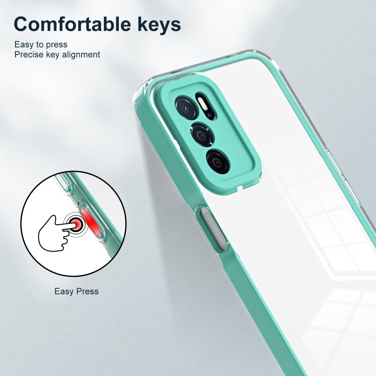 For OPPO A16 / A16s 3 in 1 Clear TPU Color PC Frame Phone Case