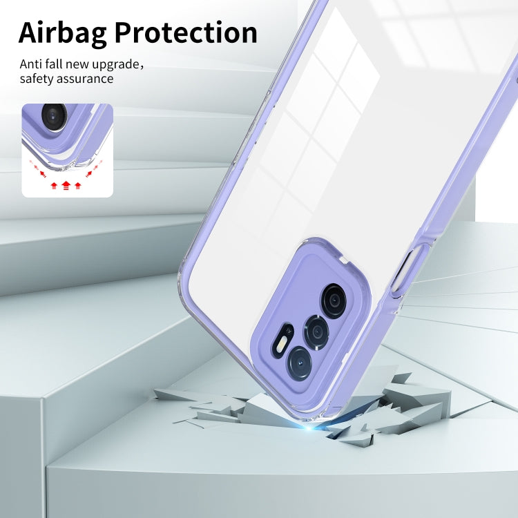 For OPPO A16 / A16s 3 in 1 Clear TPU Color PC Frame Phone Case