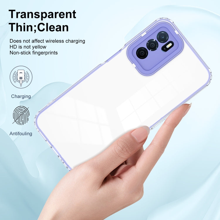 For OPPO A16 / A16s 3 in 1 Clear TPU Color PC Frame Phone Case