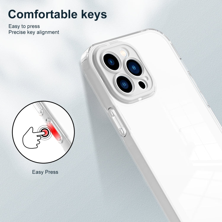 For iPhone 13 Pro Max 3 in 1 Clear TPU Color PC Frame Phone Case