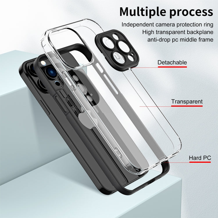 For iPhone 13 Pro Max 3 in 1 Clear TPU Color PC Frame Phone Case