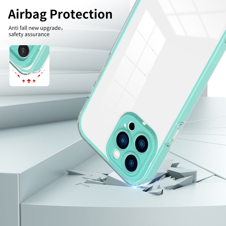 For iPhone 13 Pro Max 3 in 1 Clear TPU Color PC Frame Phone Case