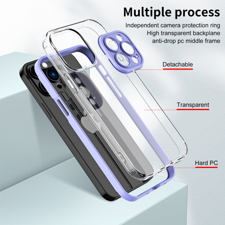 For iPhone 13 Pro Max 3 in 1 Clear TPU Color PC Frame Phone Case