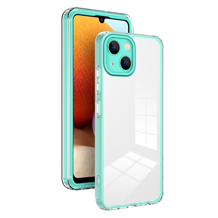 For iPhone 13 3 in 1 Clear TPU Color PC Frame Phone Case