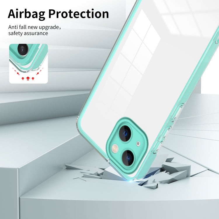 For iPhone 13 3 in 1 Clear TPU Color PC Frame Phone Case