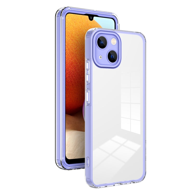For iPhone 13 3 in 1 Clear TPU Color PC Frame Phone Case