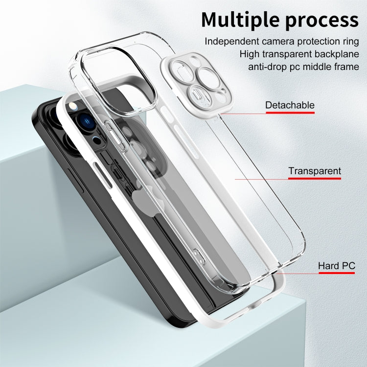 For iPhone 12 Pro Max 3 in 1 Clear TPU Color PC Frame Phone Case