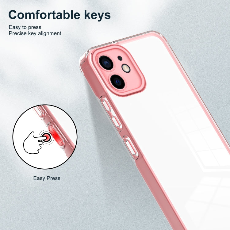 For iPhone 12 3 in 1 Clear TPU Color PC Frame Phone Case