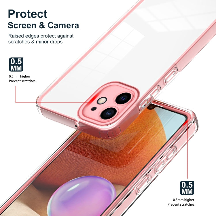 For iPhone 12 3 in 1 Clear TPU Color PC Frame Phone Case