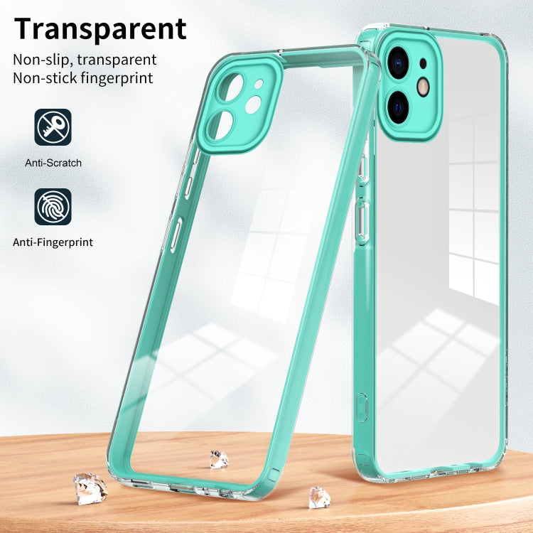 For iPhone 12 3 in 1 Clear TPU Color PC Frame Phone Case