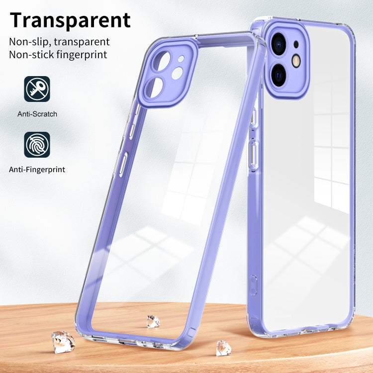 For iPhone 11 3 in 1 Clear TPU Color PC Frame Phone Case
