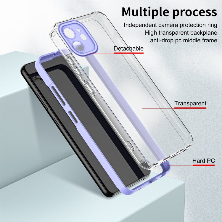 For iPhone 11 3 in 1 Clear TPU Color PC Frame Phone Case