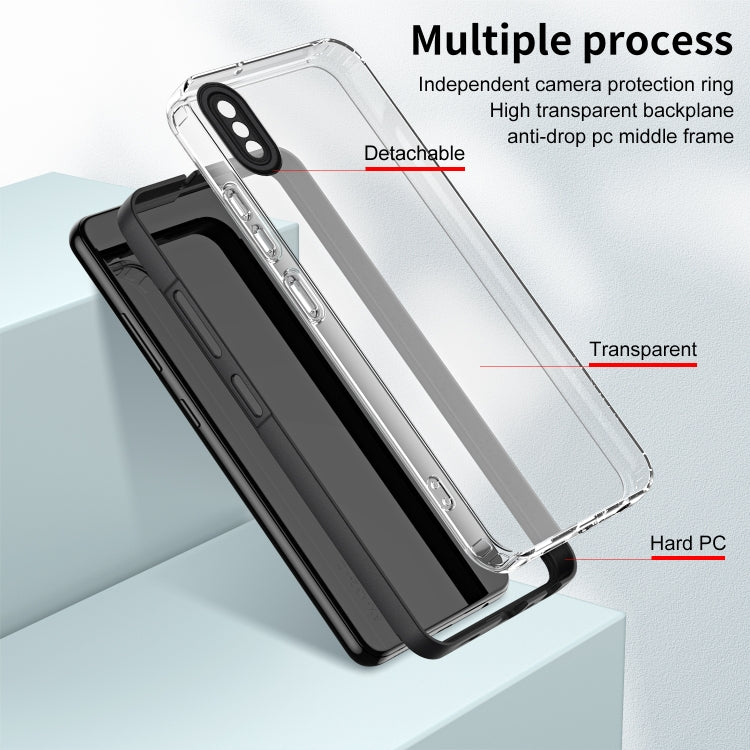 For iPhone X / XS 3 in 1 Clear TPU Color PC Frame Phone Case