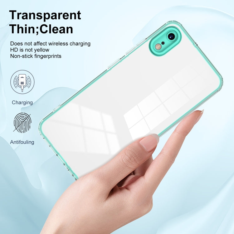 For iPhone XR 3 in 1 Clear TPU Color PC Frame Phone Case