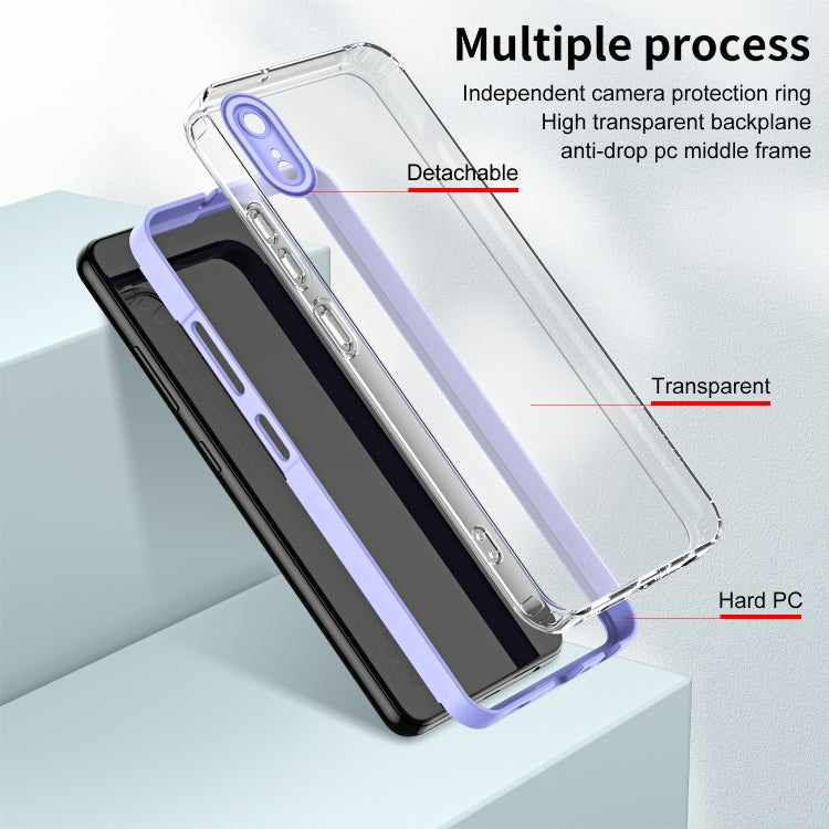For iPhone XR 3 in 1 Clear TPU Color PC Frame Phone Case