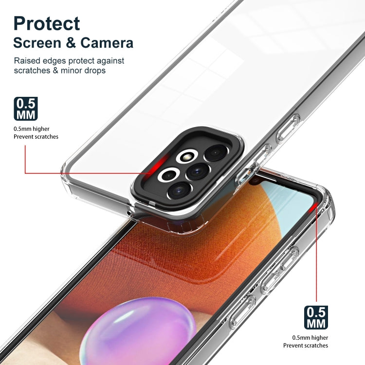 For Samsung Galaxy A52 5G / 4G 3 in 1 Clear TPU Color PC Frame Phone Case
