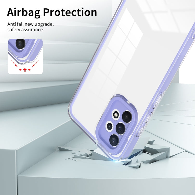 For Samsung Galaxy A52 5G / 4G 3 in 1 Clear TPU Color PC Frame Phone Case