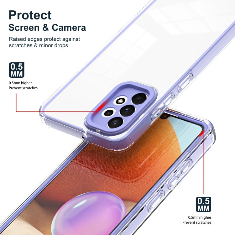 For Samsung Galaxy A52 5G / 4G 3 in 1 Clear TPU Color PC Frame Phone Case