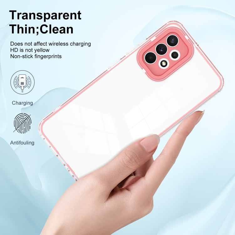 For Samsung Galaxy A73 5G 3 in 1 Clear TPU Color PC Frame Phone Case