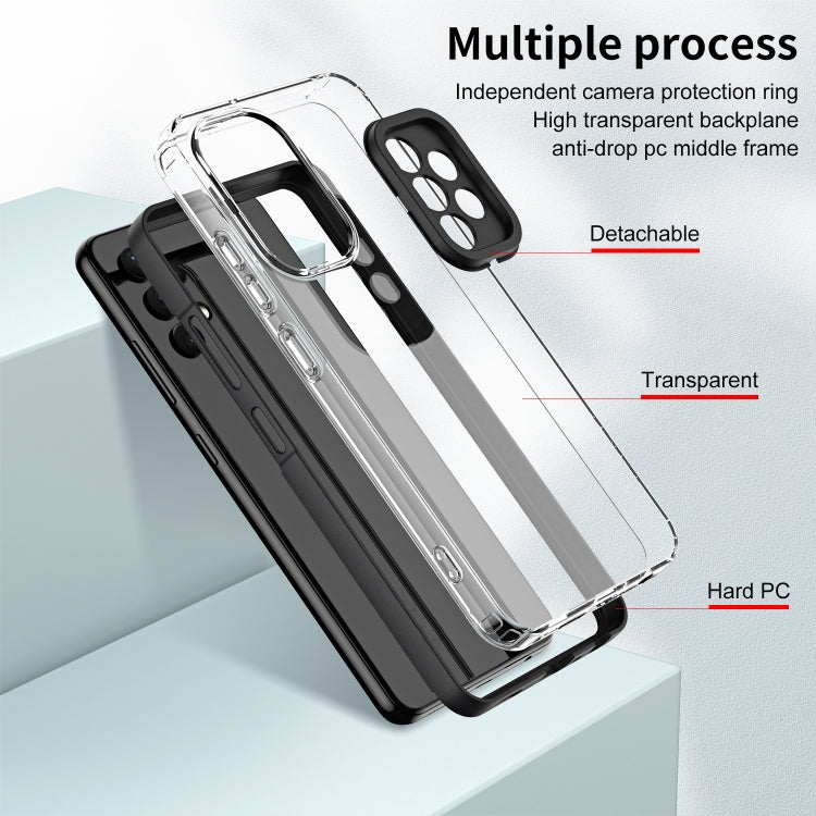 For Samsung Galaxy A73 5G 3 in 1 Clear TPU Color PC Frame Phone Case