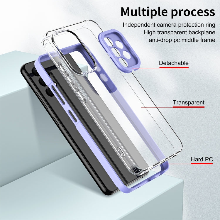 For Samsung Galaxy A73 5G 3 in 1 Clear TPU Color PC Frame Phone Case