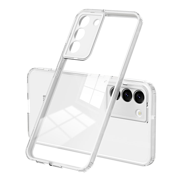 For Samsung Galaxy S22 5G 3 in 1 Clear TPU Color PC Frame Phone Case
