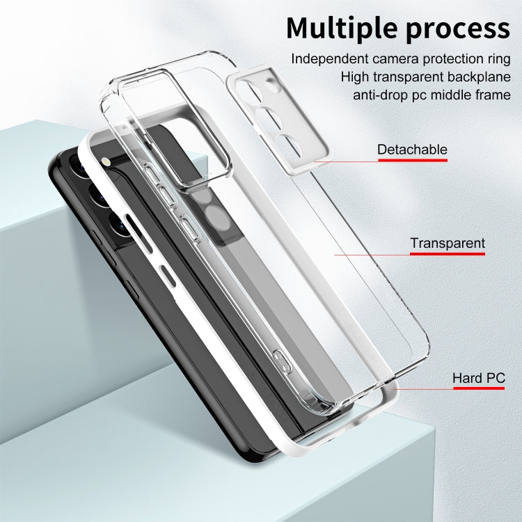 For Samsung Galaxy S22 5G 3 in 1 Clear TPU Color PC Frame Phone Case