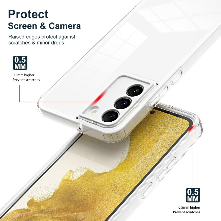 For Samsung Galaxy S22 5G 3 in 1 Clear TPU Color PC Frame Phone Case