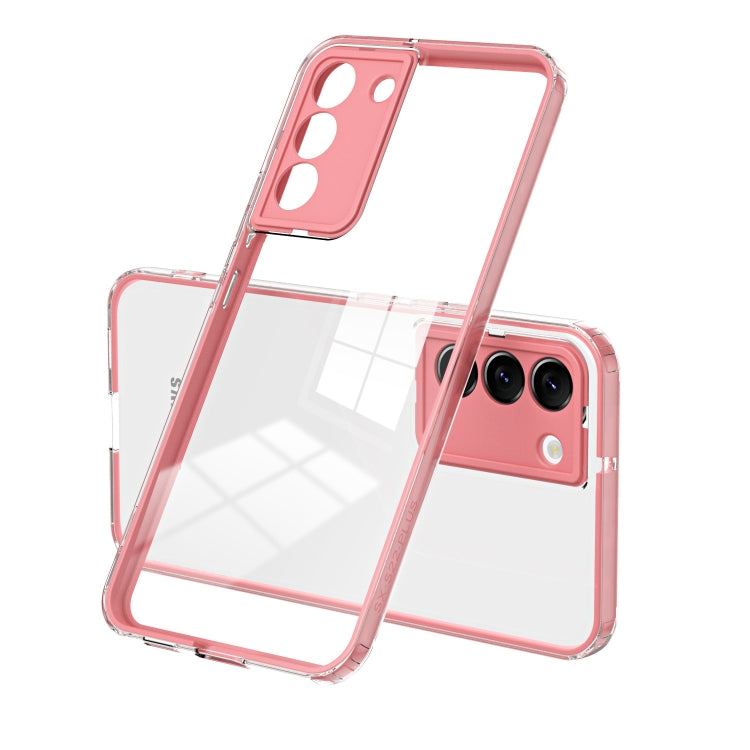 For Samsung Galaxy S22 5G 3 in 1 Clear TPU Color PC Frame Phone Case