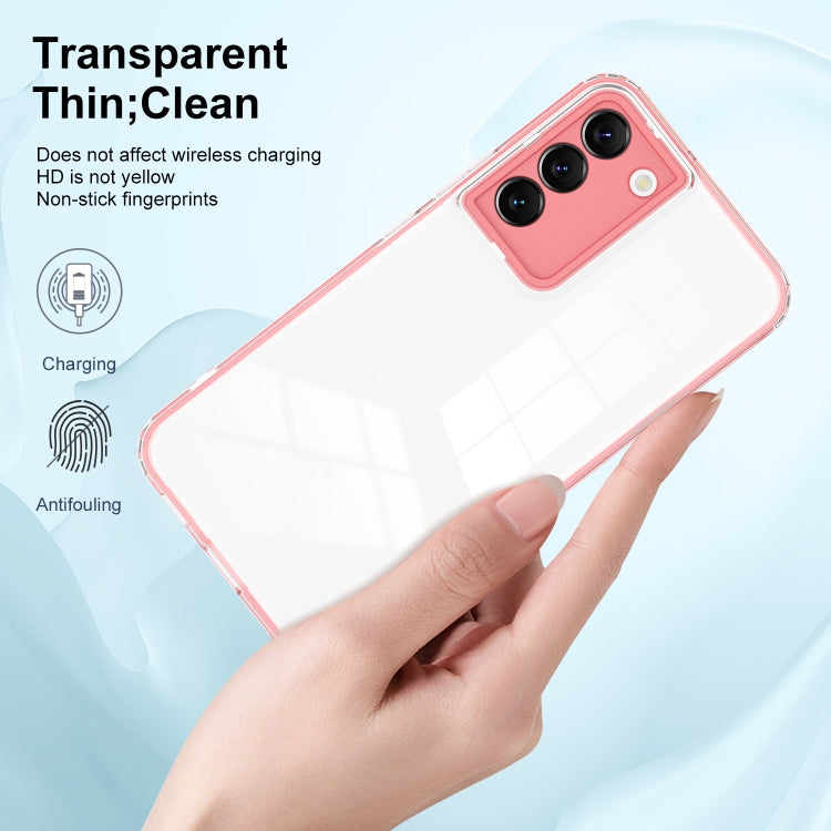 For Samsung Galaxy S22 5G 3 in 1 Clear TPU Color PC Frame Phone Case