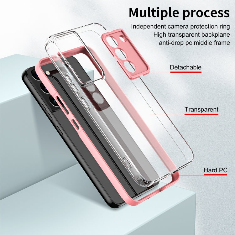For Samsung Galaxy S22 5G 3 in 1 Clear TPU Color PC Frame Phone Case