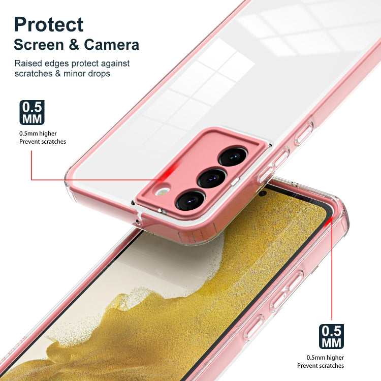 For Samsung Galaxy S22 5G 3 in 1 Clear TPU Color PC Frame Phone Case