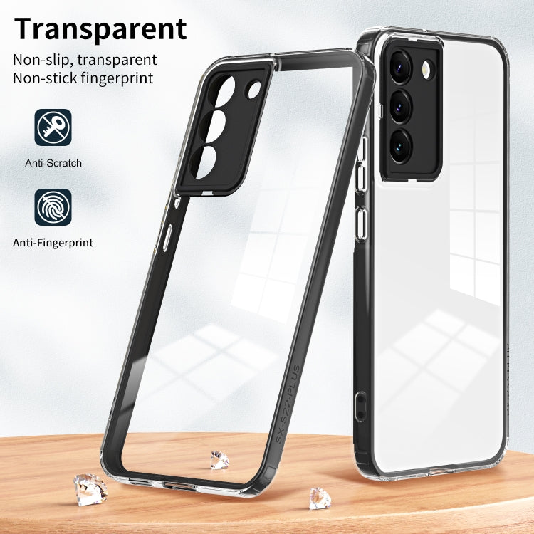 For Samsung Galaxy S22 5G 3 in 1 Clear TPU Color PC Frame Phone Case