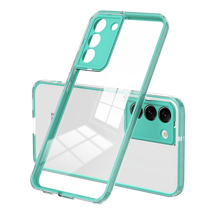 For Samsung Galaxy S22 5G 3 in 1 Clear TPU Color PC Frame Phone Case