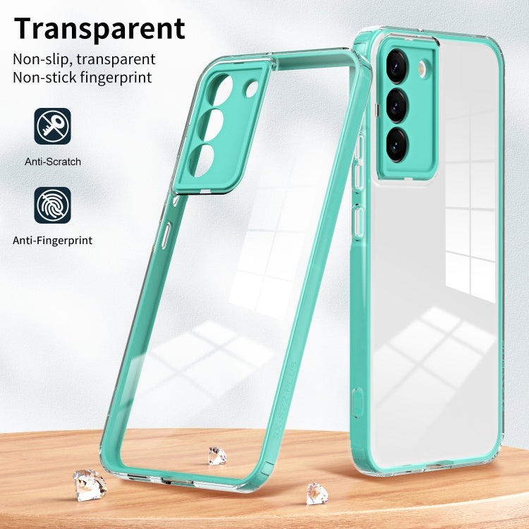 For Samsung Galaxy S22 5G 3 in 1 Clear TPU Color PC Frame Phone Case