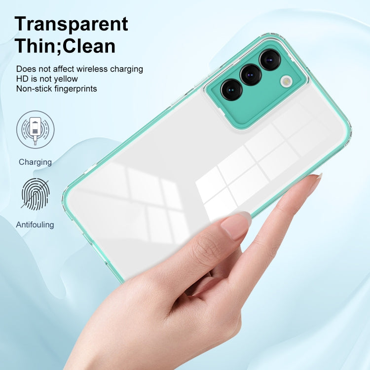 For Samsung Galaxy S22 5G 3 in 1 Clear TPU Color PC Frame Phone Case